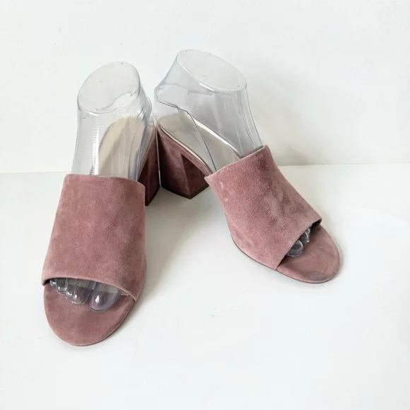 SEYCHELLES Dusty Rose Suede Leather Block Heel Mules—SZ. 7.5 - Picture 3 of 17